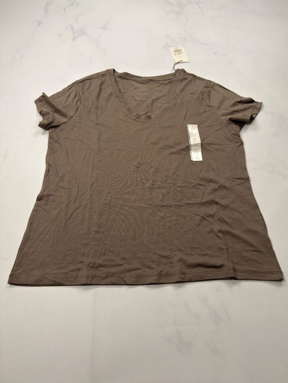 A New Day T-Shirt Brown Scoop Neck Short Sleeve - Womens L NWT
